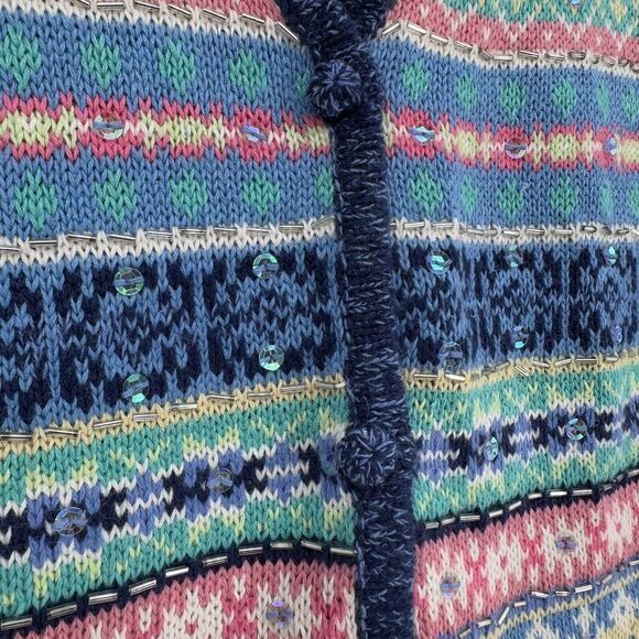 90s Granny Sweater Vest Sequin Knit Beads Women's Size Small Napa Valley Vintage - Picture 4 of 7